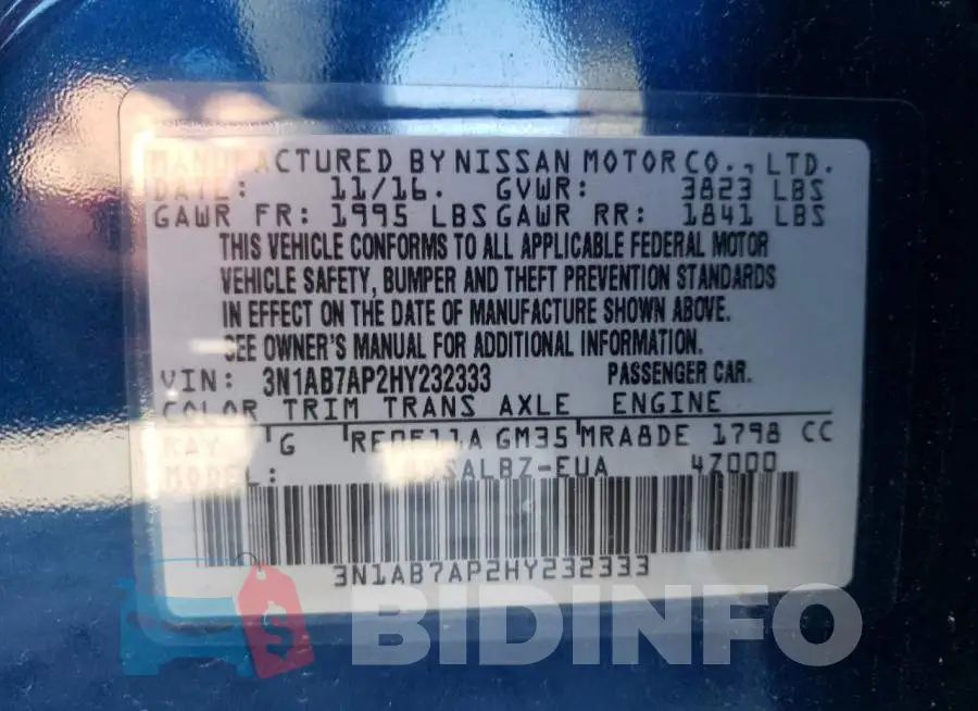 3N1AB7AP2HY232333 Photo# 12