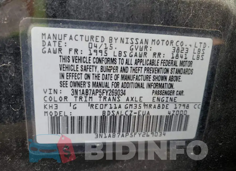 3N1AB7AP5FY269034 Photo# 12