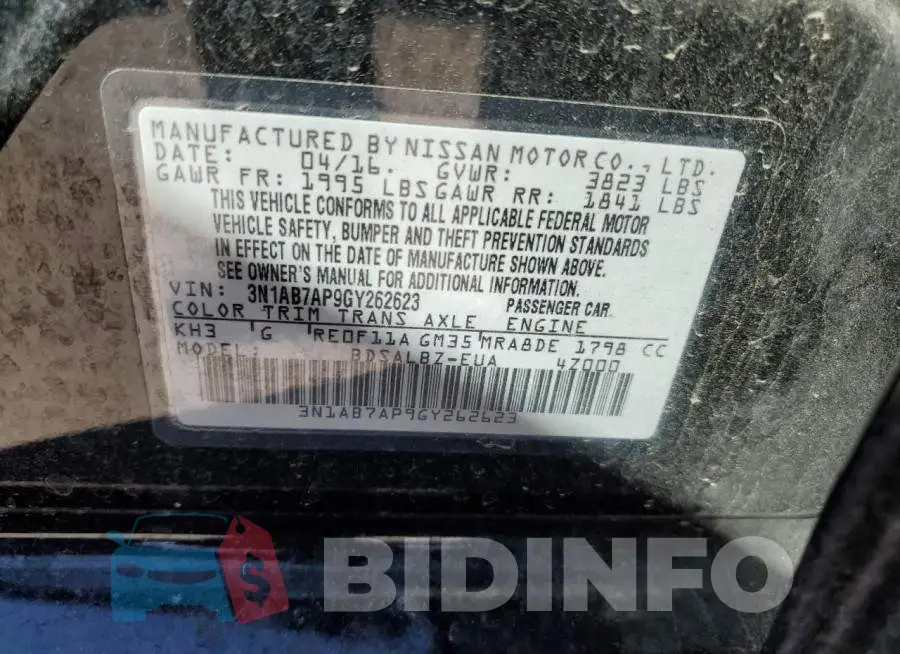 3N1AB7AP9GY262623 Photo# 12