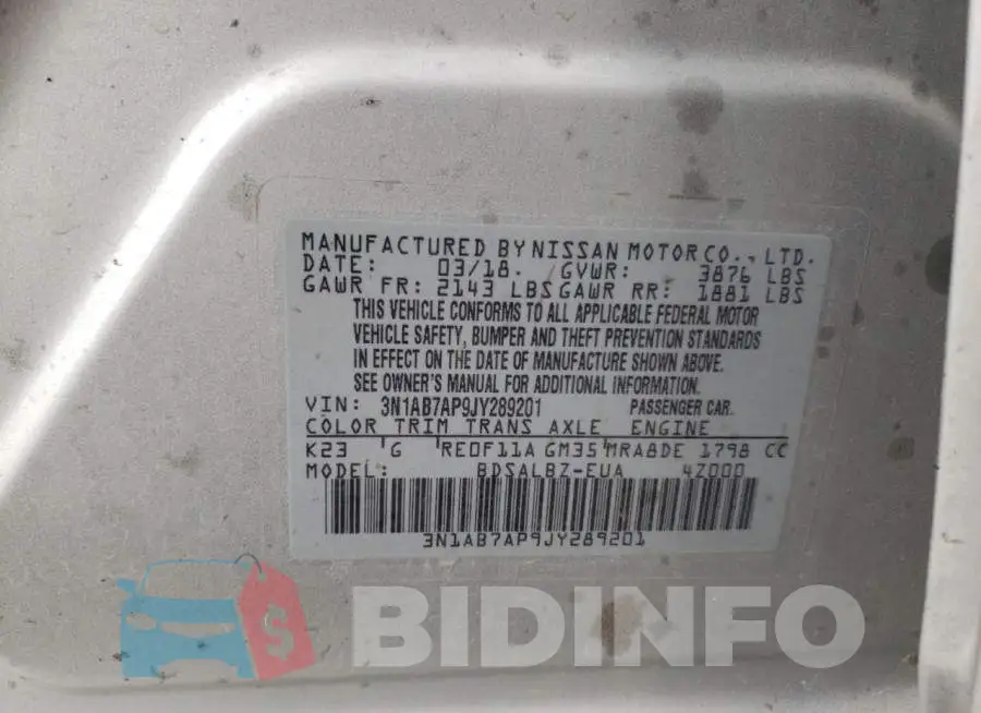3N1AB7AP9JY289201 Photo# 10