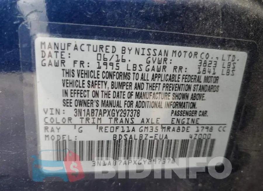 3N1AB7APXGY297378 Photo# 13