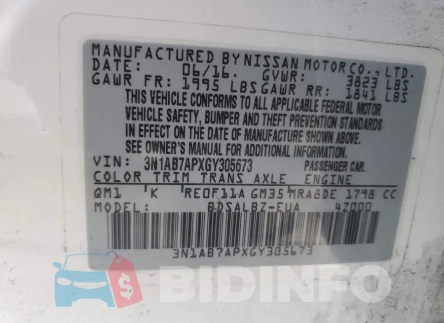 3N1AB7APXGY305673 Photo# 12