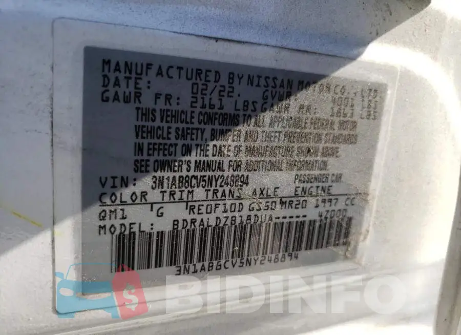 3N1AB8CV5NY248894 Photo# 12