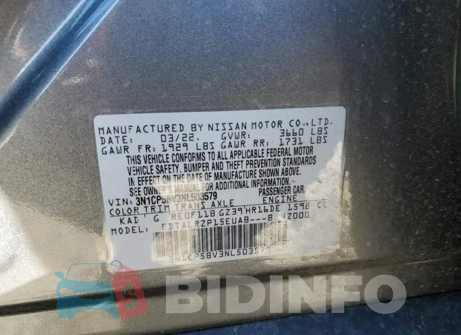3N1CP5BV3NL503579 Photo# 12