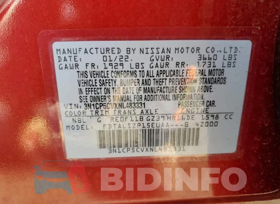 3N1CP5CVXNL483331 Photo# 13