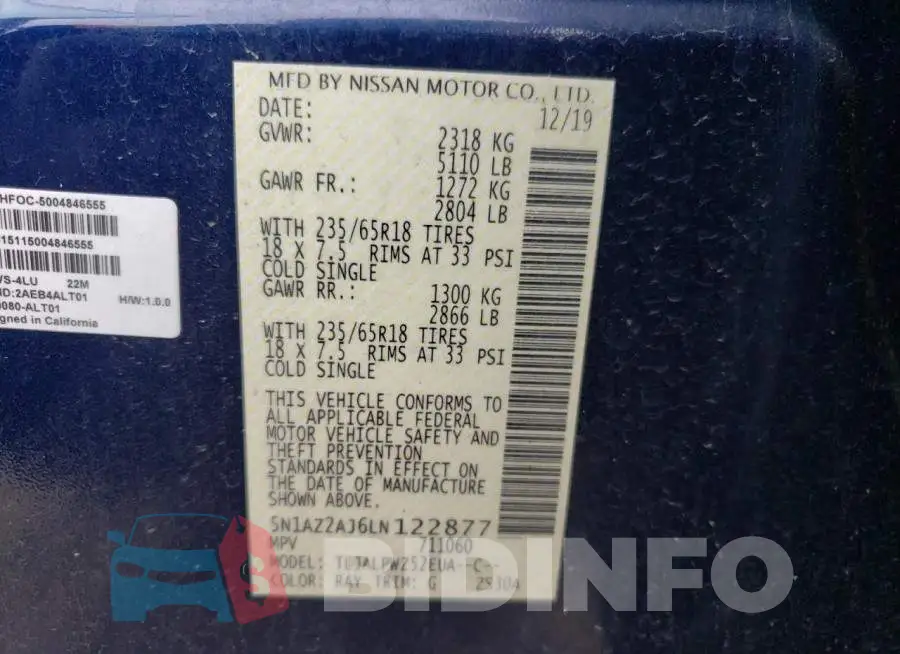 5N1AZ2AJ6LN122877 Photo# 12