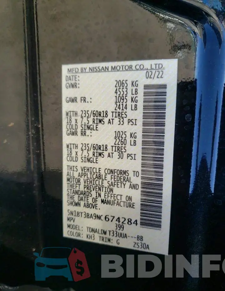 5N1BT3BA9NC674284 Photo# 12