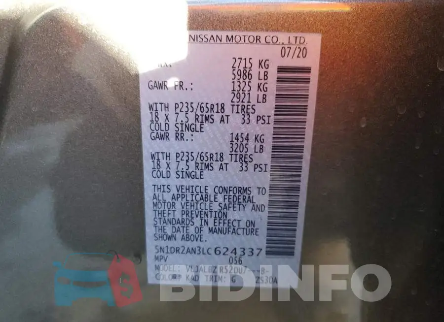 5N1DR2AN3LC624337 Photo# 13