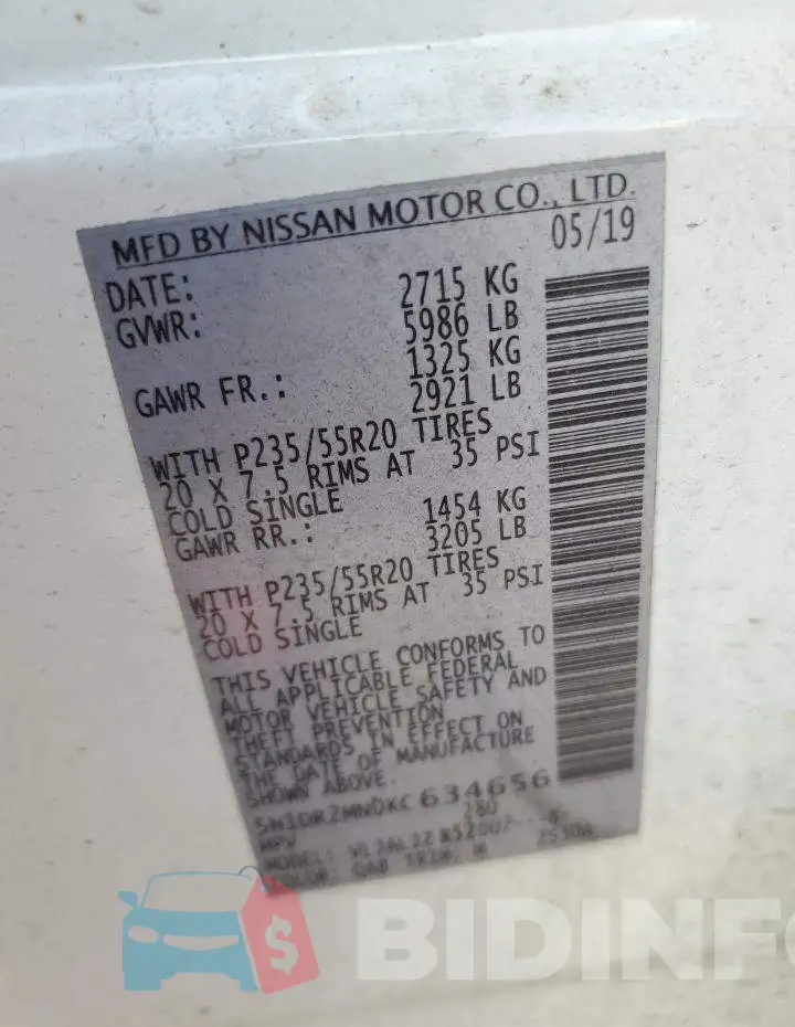 5N1DR2MN0KC634656 Photo# 14