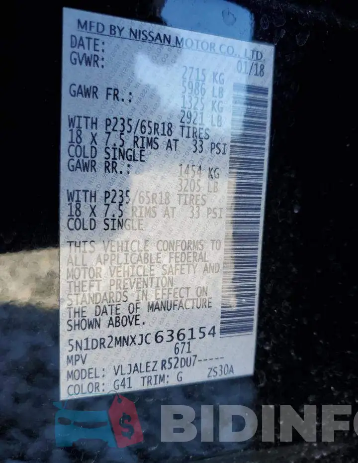 5N1DR2MNXJC636154 Photo# 13