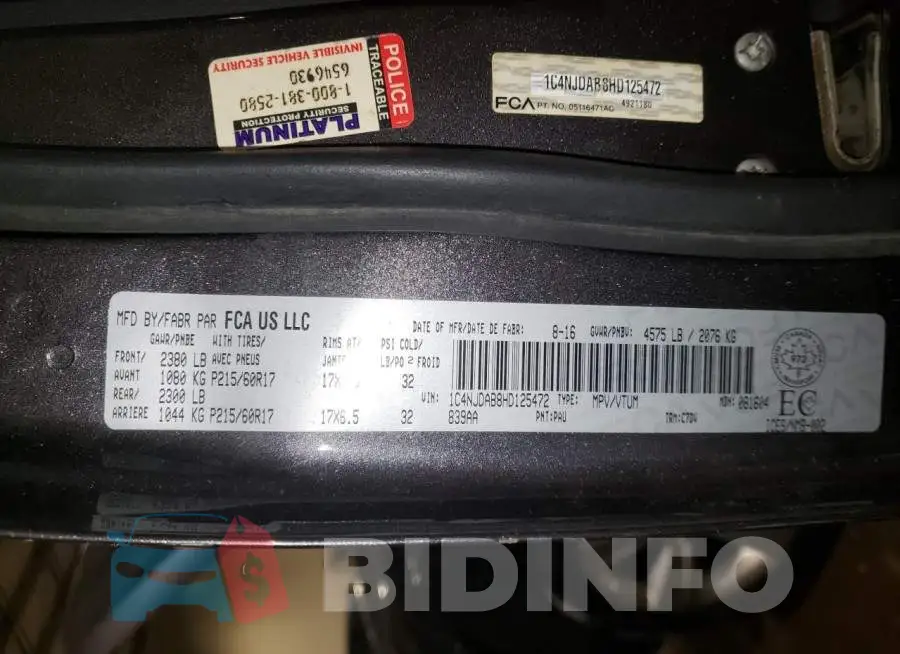 1C4NJDAB8HD125472 Photo# 13