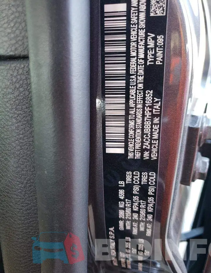 ZACCJBBB7HPF16852 Photo# 13