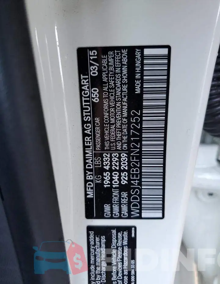 WDDSJ4EB2FN217252 Photo# 12