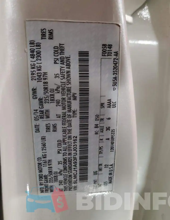 5LMCJ1A93FUJ03162 Photo# 14