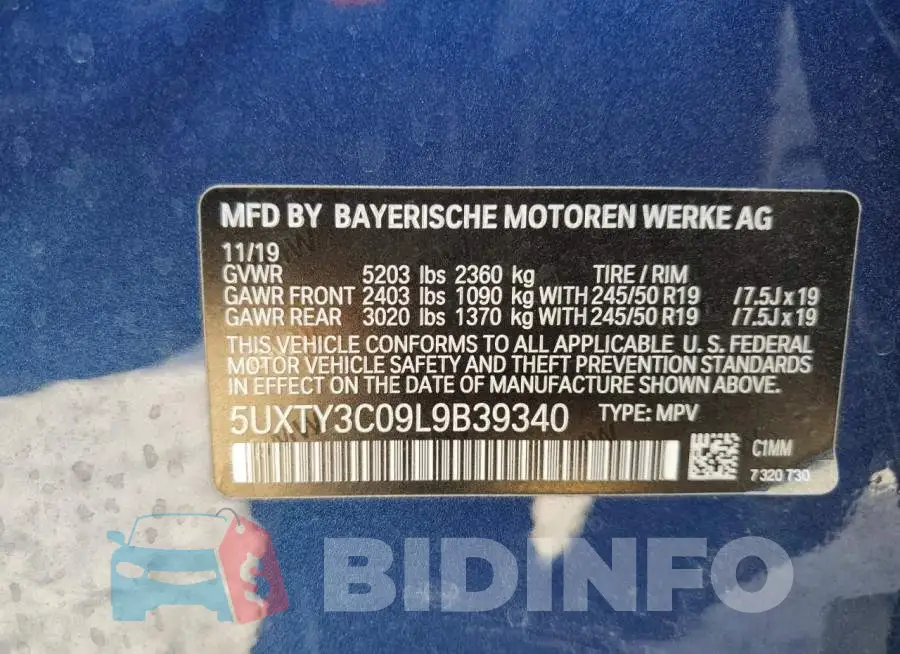 5UXTY3C09L9B39340 Photo# 13