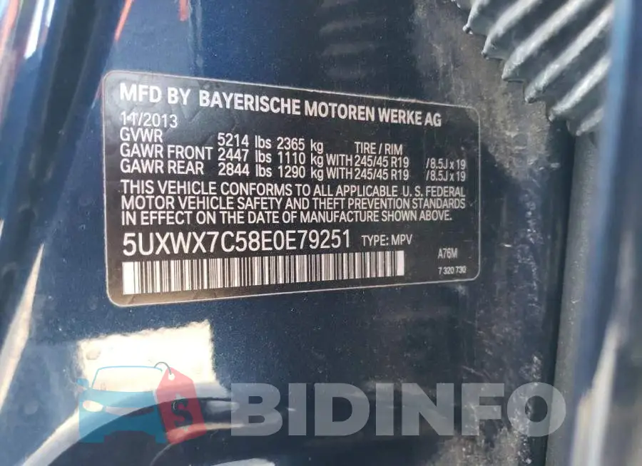 5UXWX7C58E0E79251 Photo# 13