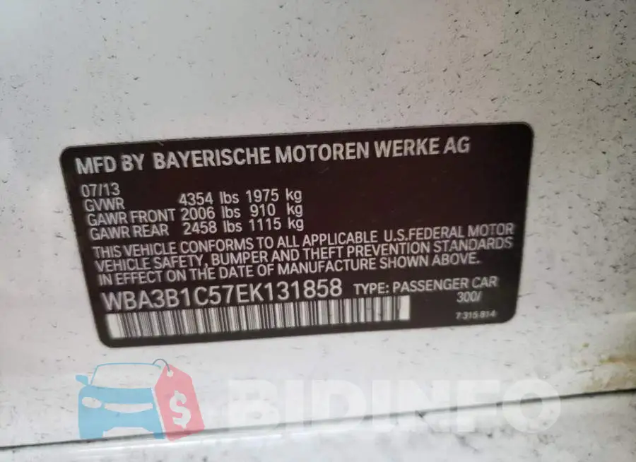 WBA3B1C57EK131858 Photo# 12