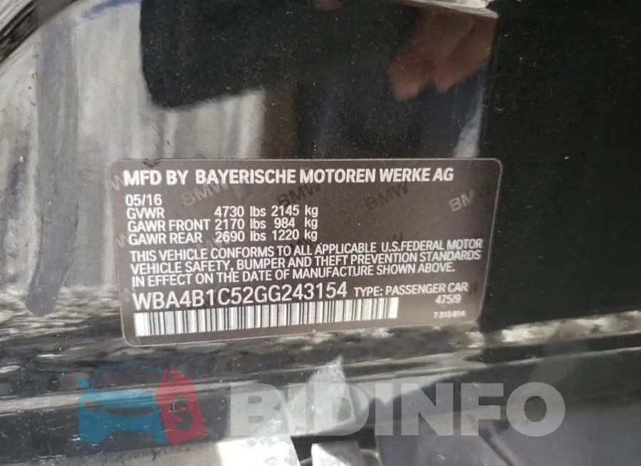WBA4B1C52GG243154 Photo# 12