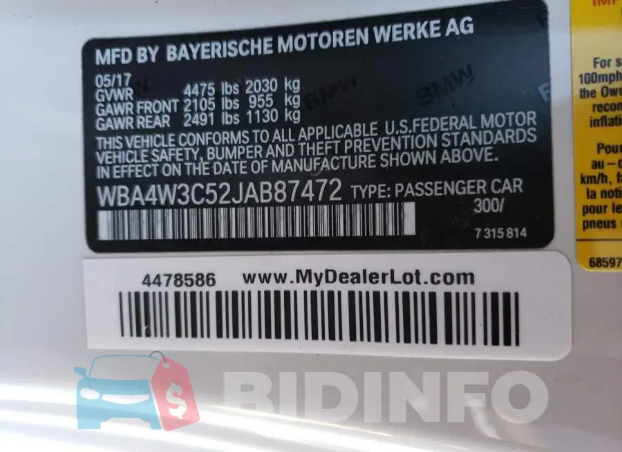 WBA4W3C52JAB87472 Photo# 12
