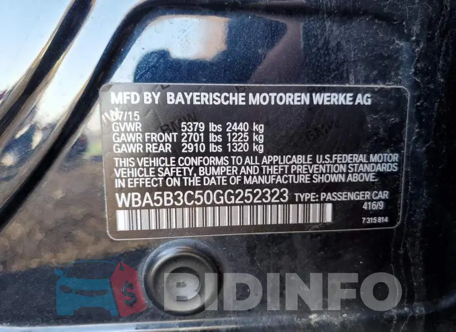 WBA5B3C50GG252323 Photo# 12