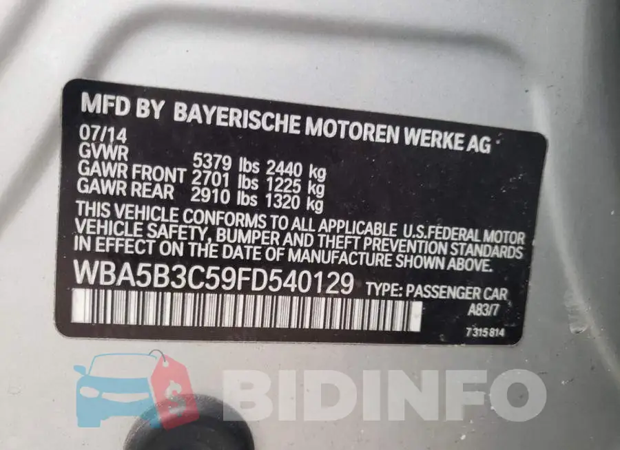 WBA5B3C59FD540129 Photo# 12