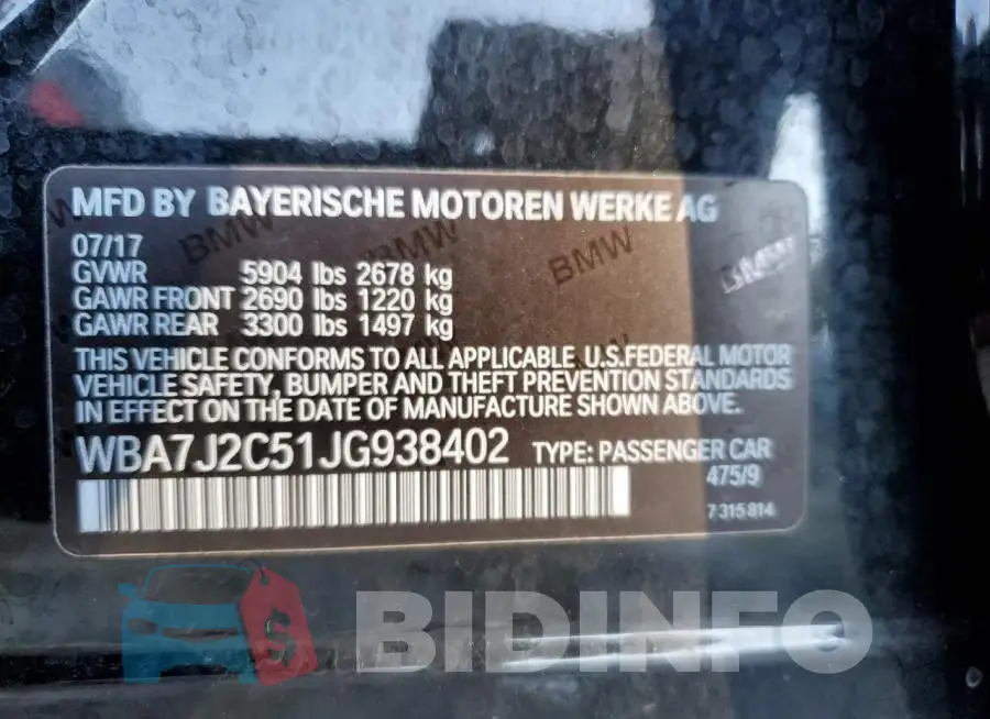 WBA7J2C51JG938402 Photo# 13