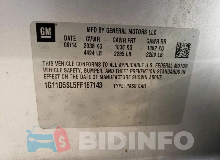 1G11D5SL5FF167143 Photo# 12