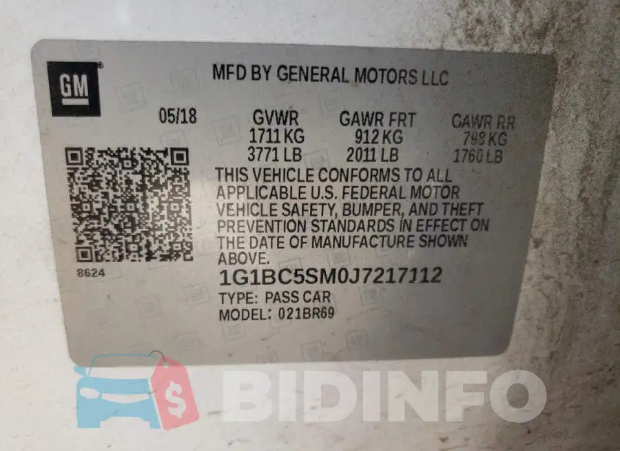 1G1BC5SM0J7217112 Photo# 12