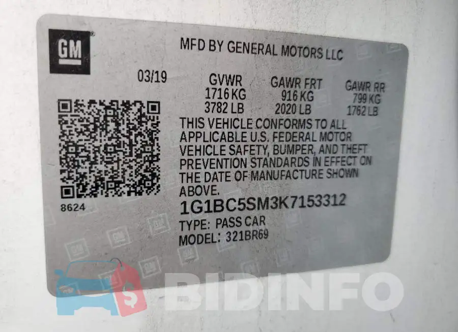 1G1BC5SM3K7153312 Photo# 13