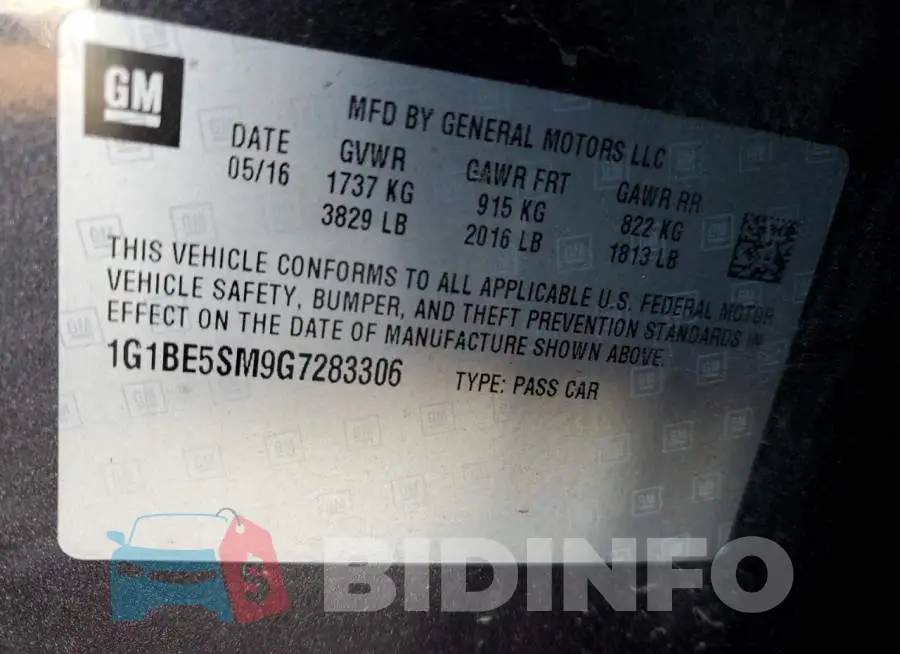 1G1BE5SM9G7283306 Photo# 12