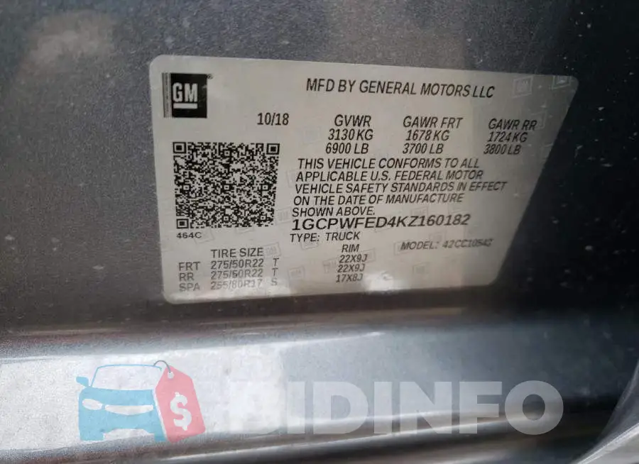 1GCPWFED4KZ160182 Photo# 12