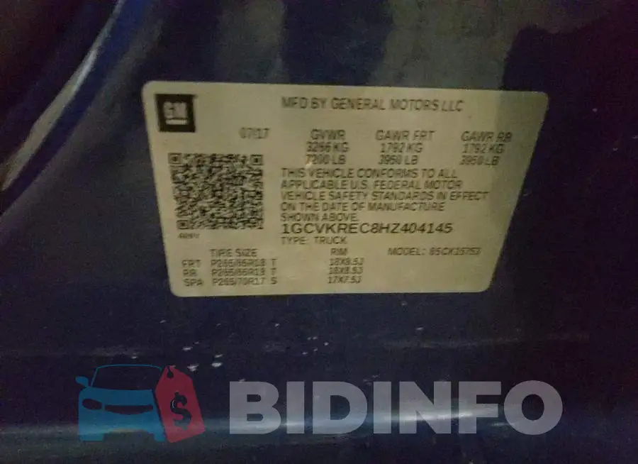 1GCVKREC8HZ404145 Photo# 12
