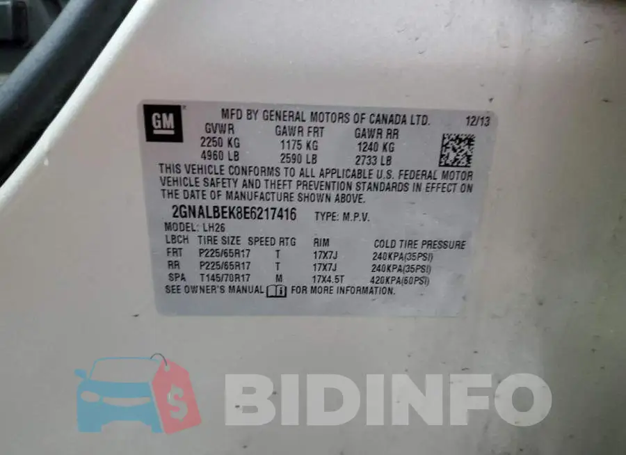 2GNALBEK8E6217416 Photo# 13