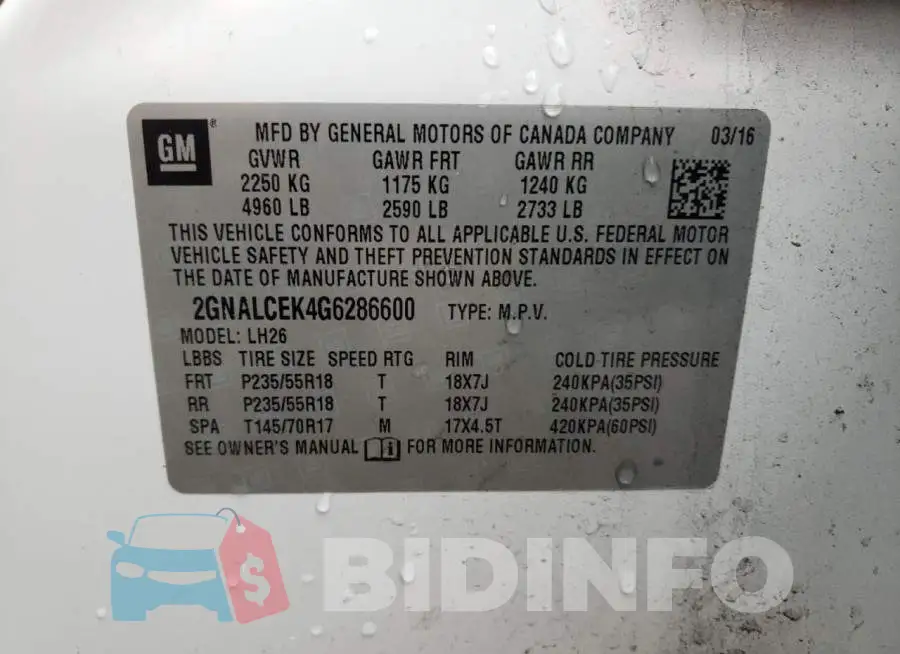 2GNALCEK4G6286600 Photo# 13
