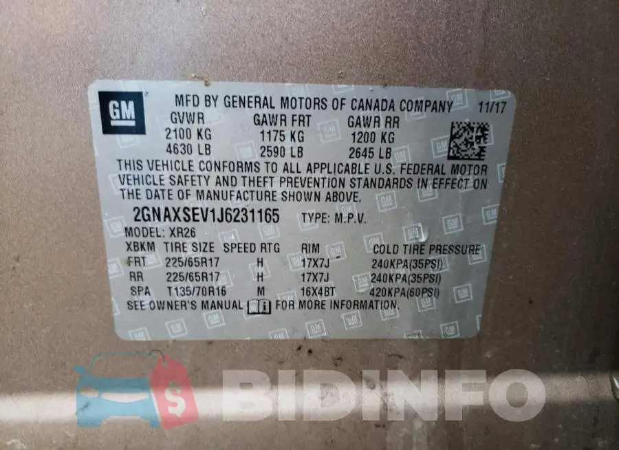 2GNAXSEV1J6231165 Photo# 13