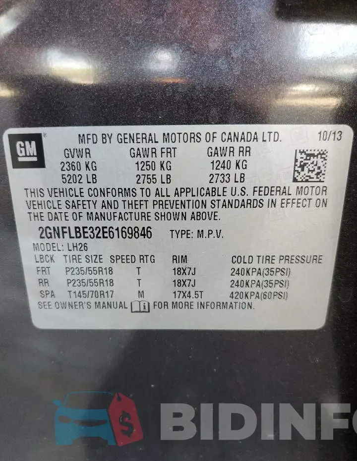 2GNFLBE32E6169846 Photo# 10