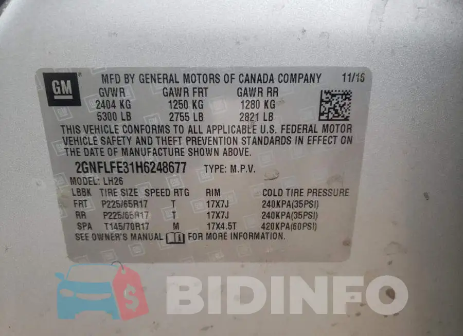 2GNFLFE31H6248677 Photo# 10