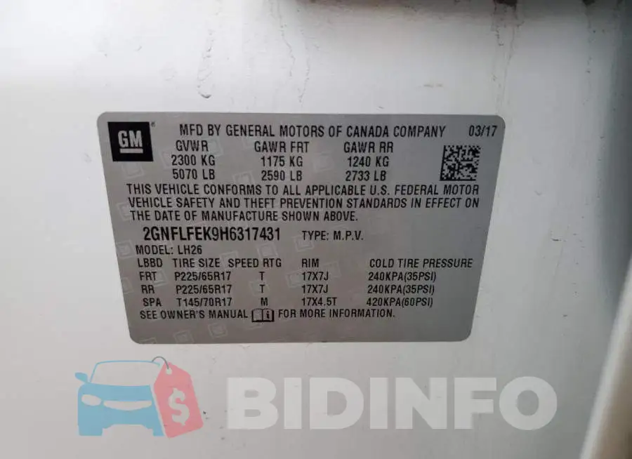 2GNFLFEK9H6317431 Photo# 14
