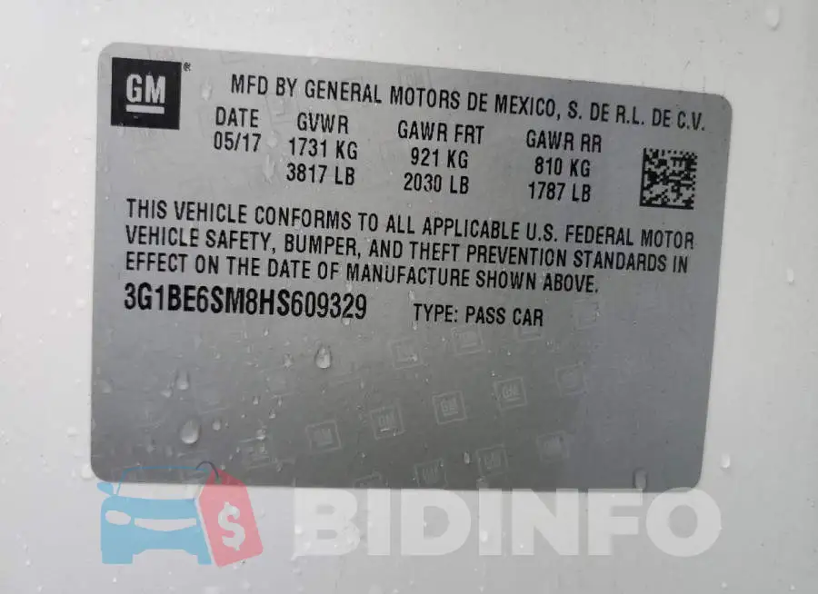 3G1BE6SM8HS609329 Photo# 13