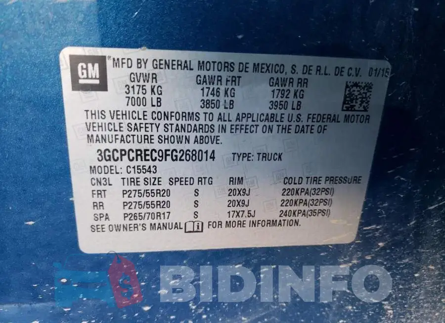 3GCPCREC9FG268014 Photo# 12