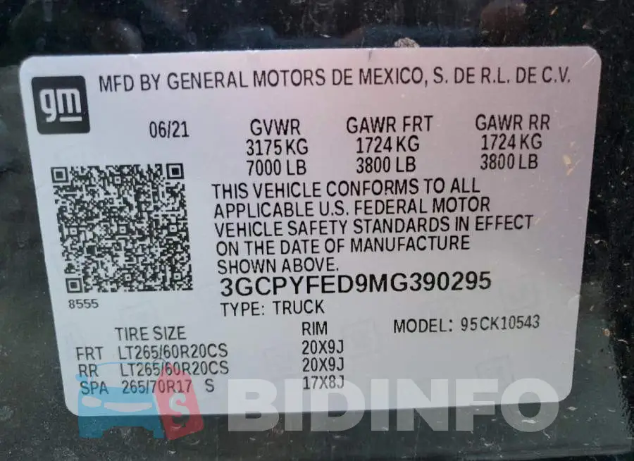 3GCPYFED9MG390295 Photo# 10