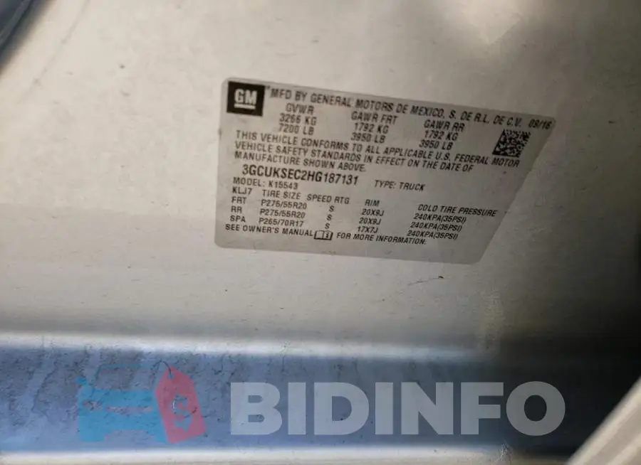 3GCUKSEC2HG187131 Photo# 12