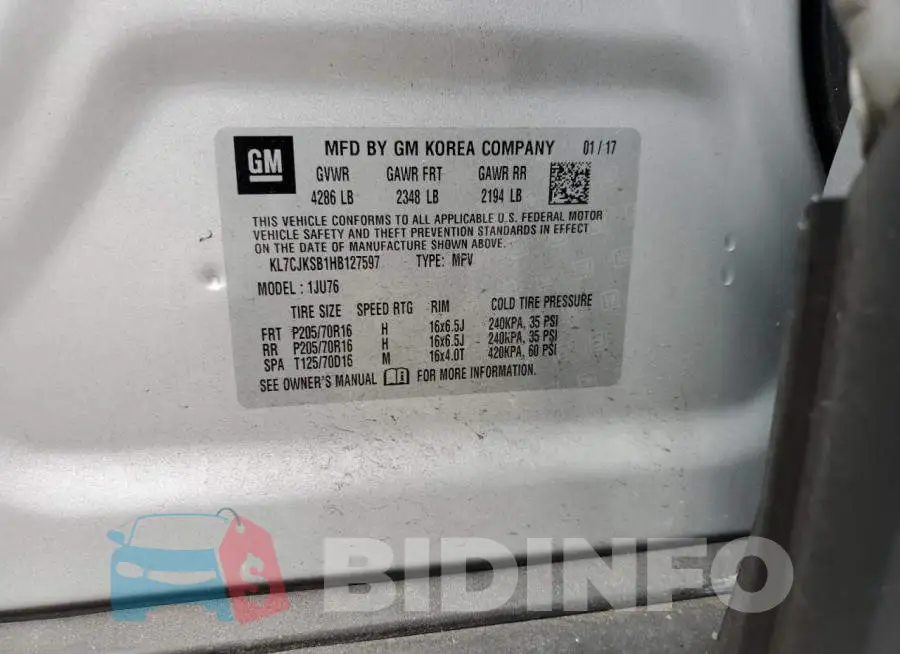 KL7CJKSB1HB127597 Photo# 12