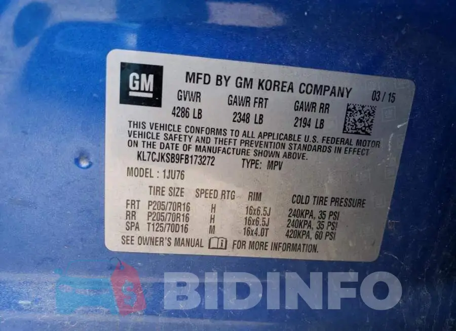 KL7CJKSB9FB173272 Photo# 12