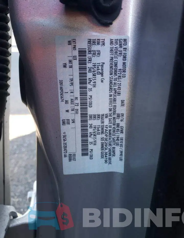 1FADP3E29GL384190 Photo# 13