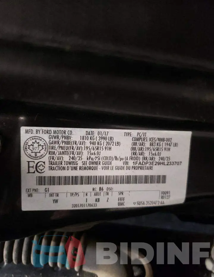 1FADP3E29HL233707 Photo# 10