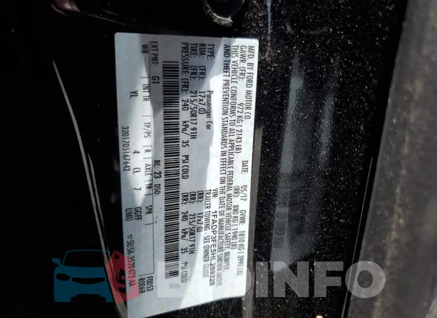 1FADP3FE5HL289328 Photo# 10