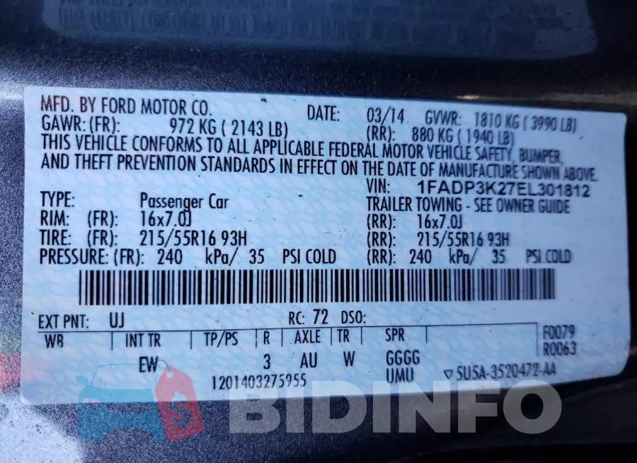 1FADP3K27EL301812 Photo# 10