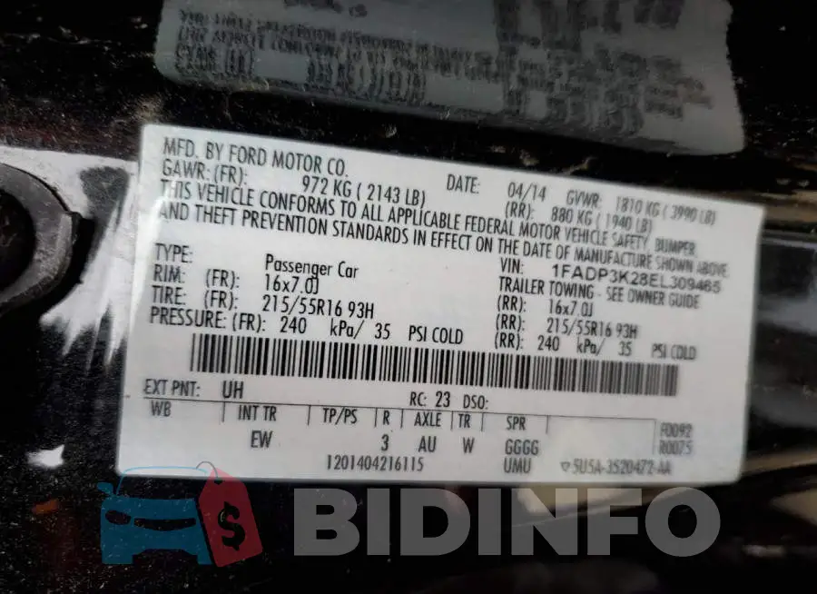 1FADP3K28EL309465 Photo# 13
