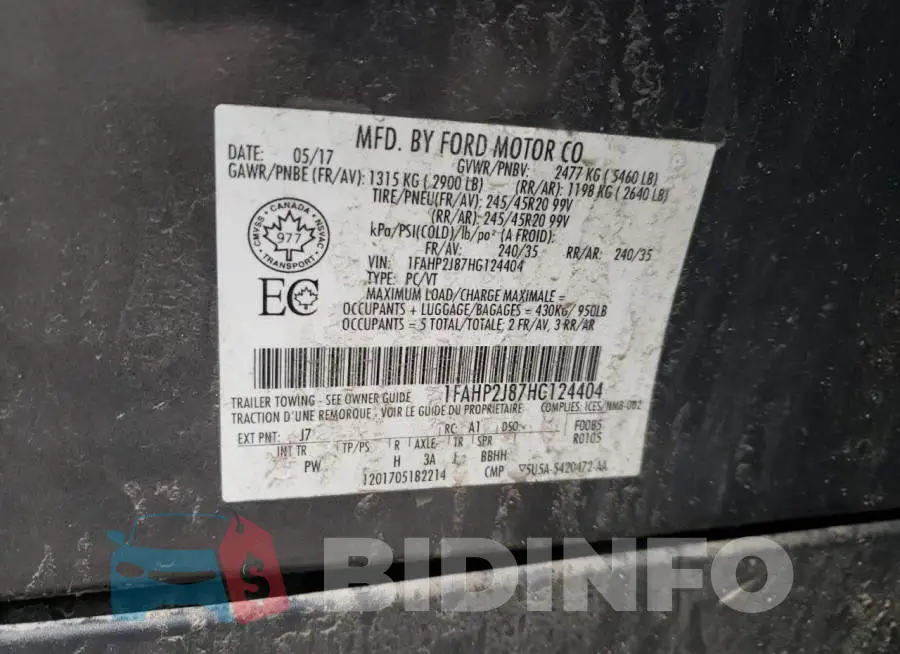 1FAHP2J87HG124404 Photo# 12